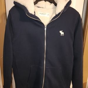 ABERCROMBIE & FITCH MENS SHERPA LINED FULL ZIP  HOODIE